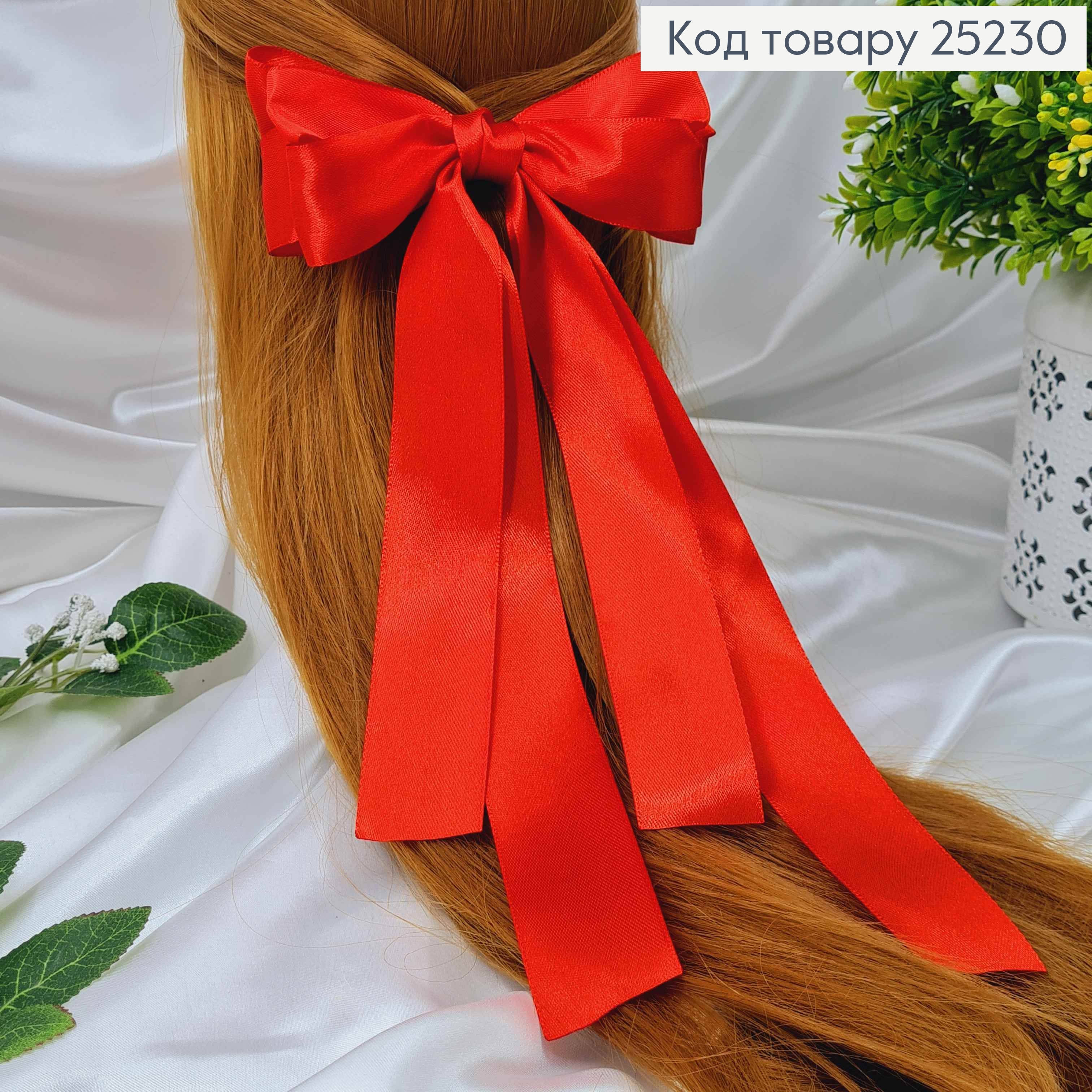 Заколка, Бант атласный, красного цвета, 16*27см. Ручная работа, Украина 25230 фото 1