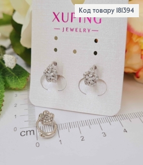 Серьги родовые, кольца 1см, с цветочком в камнях, Xuping 181394 фото