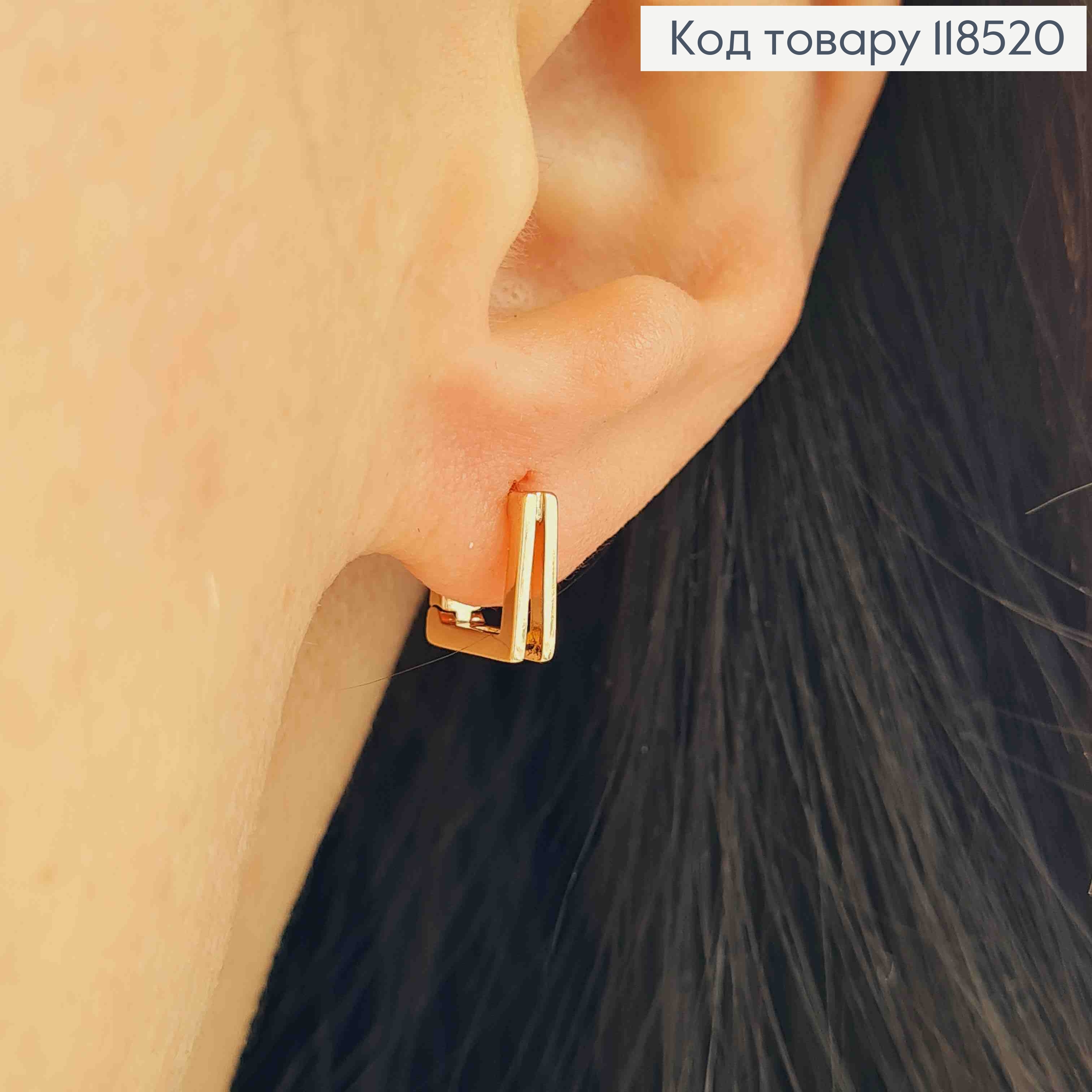 Серьги кольца, "Квадратные", ширина 3мм, длина 9мм, Xuping 18К. 118520 фото 2