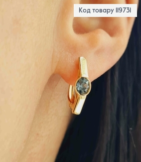 Серьги с Черным камнем Сваровски, дл. 1,5см, английская застежка, Xuping 18К 119731 фото