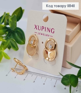 Серьги украшены Изысканным Блестящим камнем, 1,9 см, английская застежка, Xuping 18К 118411 фото