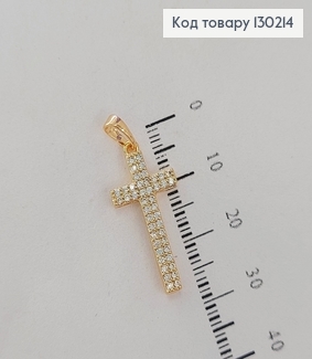 Крестик с камнями в два ряда 2,6х1,2см медзолото Xuping 18K 130214 фото