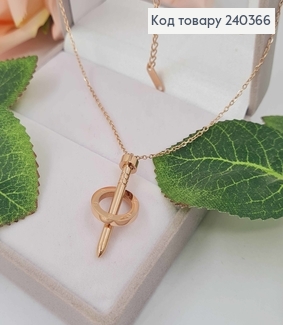 Цепочка золотого цвета с подвеской в стиле Картье, дл. 40+5см, сталь Stainless Steel 240366 фото
