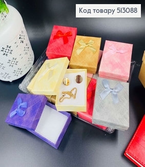 Коробка Ткана з бантиком однотона, 9х2,5х6,5см, в асорт. 513088 фото