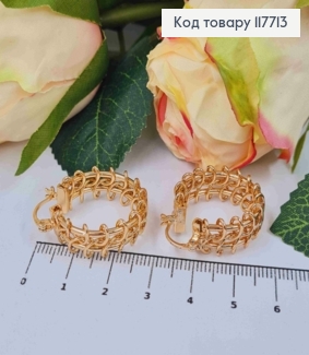 Серьги кольца Ажурные плетеные, ширина 1см, диаметр 2,5см, Xuping 18K 117713 фото