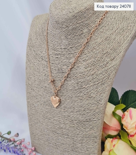 Ланцюжок із підвіскою "Серце" TIFFANY & Co, мідного кольору, 40+5 см, сталь Stainless Steel 240711 фото 2