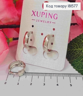 Серьги кольца с гранеными краями, ширина 5мм, диаметр 1,5см, Xuping 181577 фото