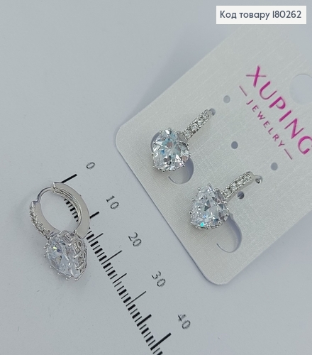 Серьги колечка  с камушками родированые медзолото Xuping  180262 фото 2