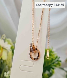 Цепочка золотого цвета, Две шайбочки римские часы с камешками, дл. 40+5см, Stainless Steel 240435 фото