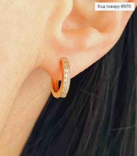 Серьги кольца украшены Блестящими камешками, диаметр 1,2см, XUPING 18К 119170 фото 2