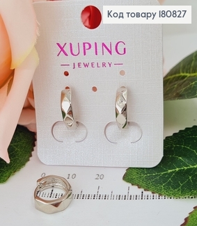 Сережки родированые кольца Граненные, 1,2см, Xuping 180827 фото