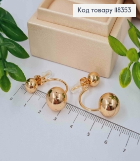 Серьги гвоздики, "ДИОР" с двумя шариками, 3см Xuping 18K 118353 фото