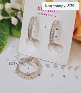 Серьги родовые, кольца 2см, с рядочком камешков, Xuping 181391 фото