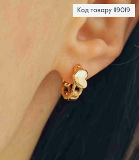 Серьги-кольца (1,1см) "Сердце с цепочкой" (сердце 0,6см) ,Xuping 18K 119019 фото