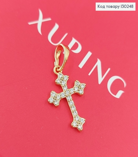 Хрестик 1,2 х2см з камінцями медзолото Xuping 18K 130248 фото 2