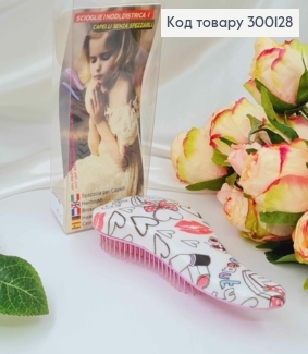 Щетка для волос, Spazzola (тангл тизер), Розовая с сердечками, маленькая(15*6), качественный Китай 300128 фото