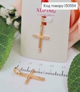 Крестик с камешками на краях, 2*1,5см, Xuping 18K 130554 фото