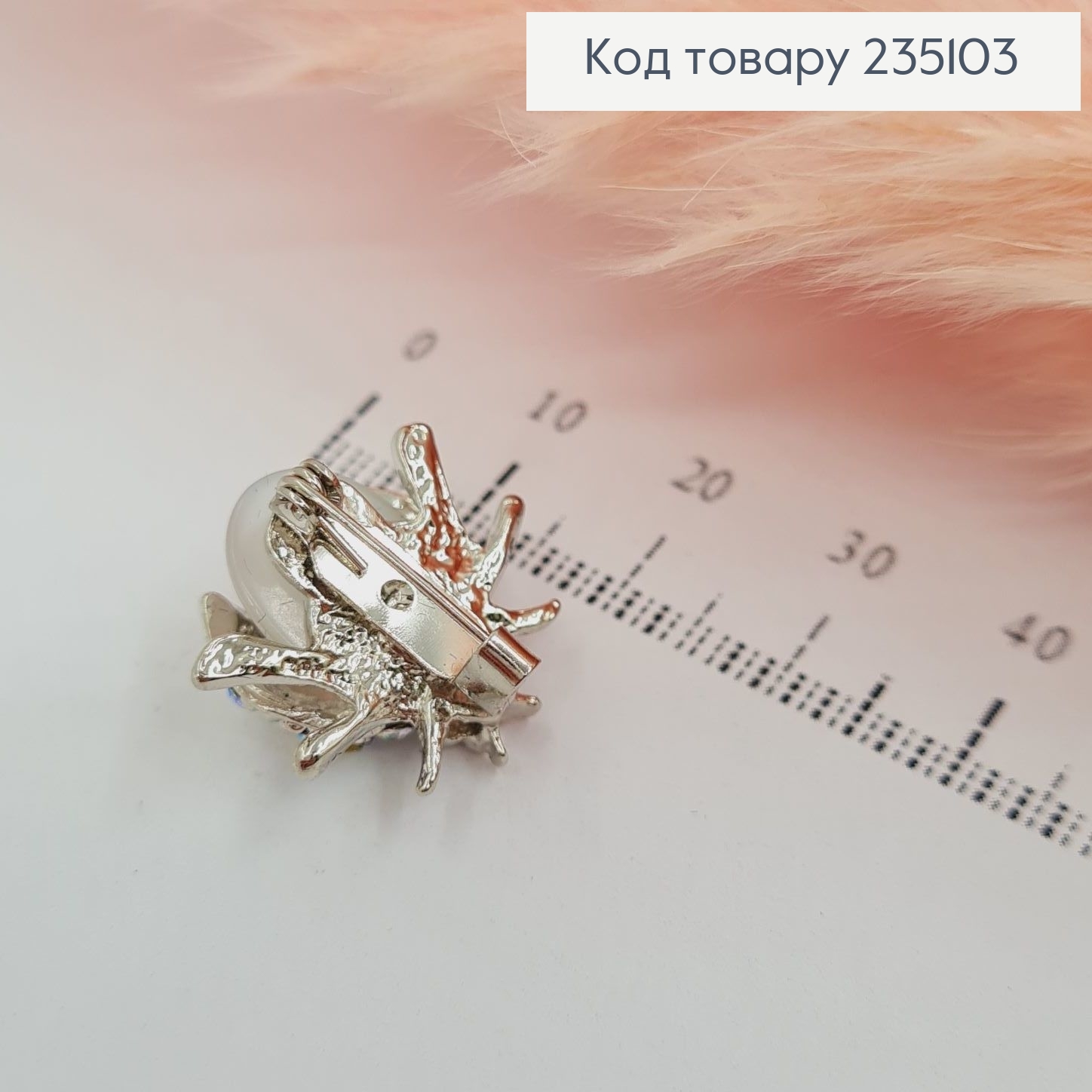 Брошь металл Божья коровка с прозрачным камнем и камнями 235103 фото 2